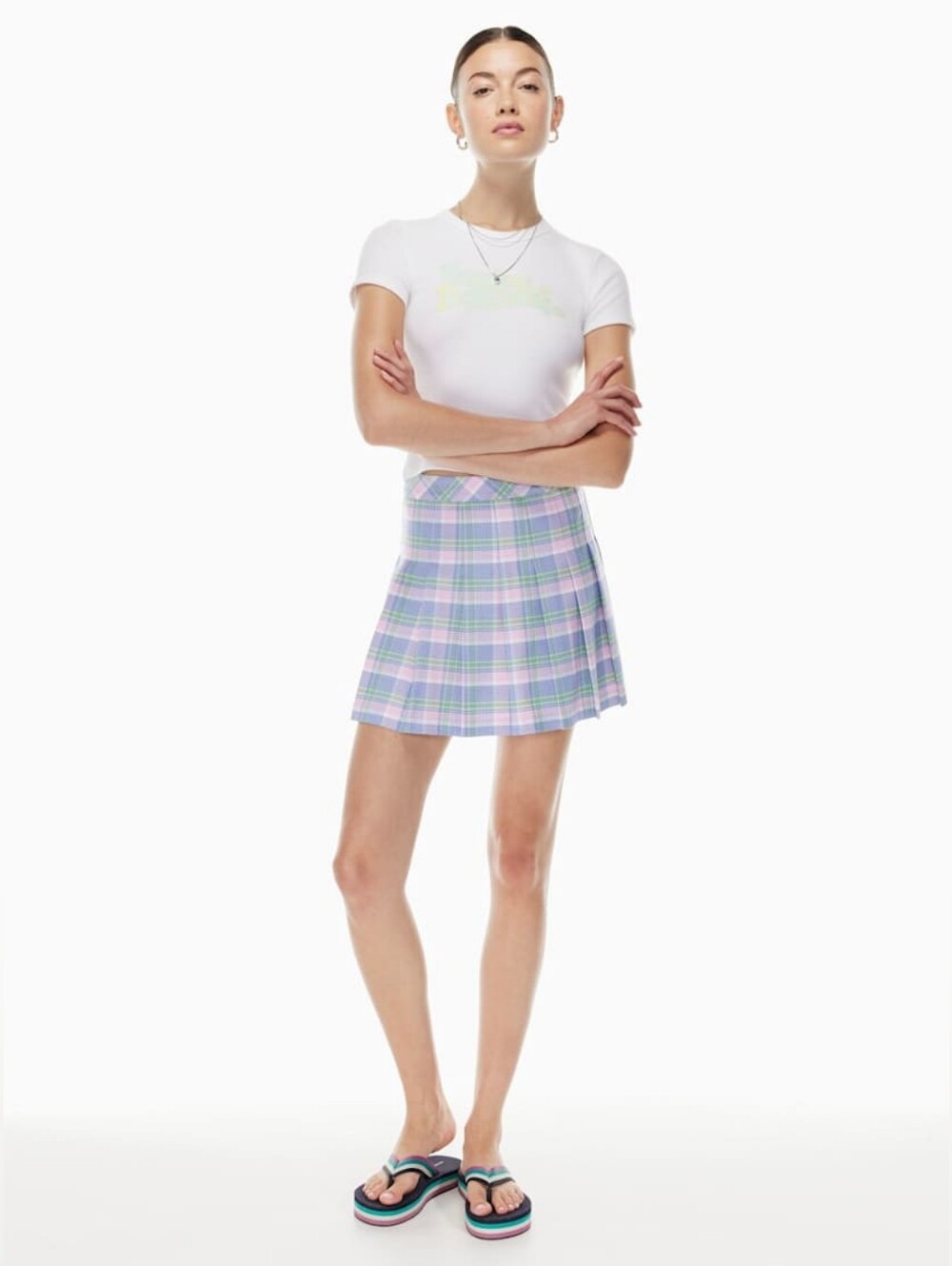 aritzia olive mini pleated skirt Sunday Best
